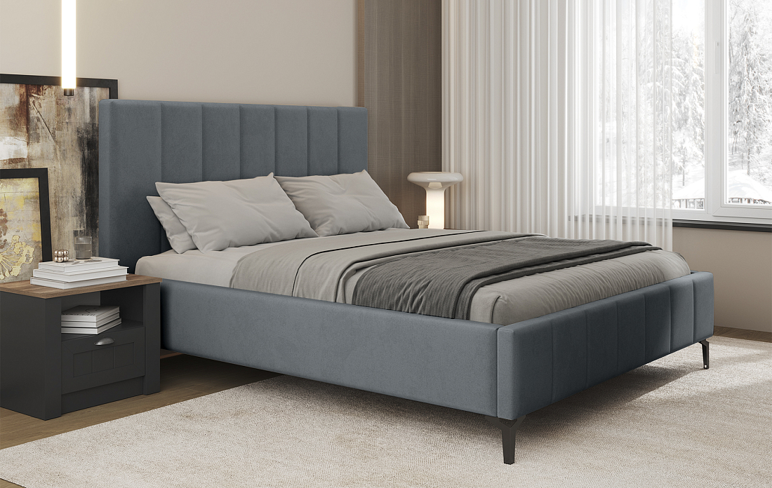 Кровать Брэнда (ш.1400) микровелюр Китон 711 серый